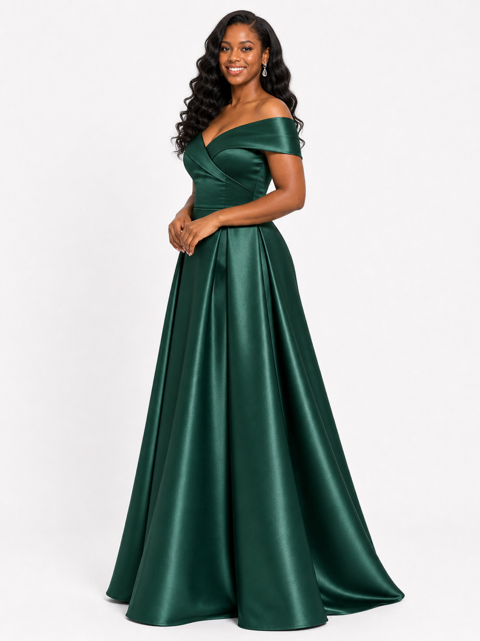 ChicSew Elegant Soft Satin Off Shoulder Floor-Length A-Line Bridesmaid Dresses