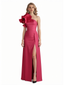 Sexy One Shoulder Silky Satin Side Slit A-Line Long Formal Evening Dresses For Women