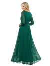 Modern Jewel 3/4 Sleeves Chiffon Mother Of The Bride Dress With Unique Side Pleats