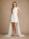 ChicSew Fancy Sleeveless Sheath Satin Mini-Length Wedding Dress With Tulle Overskirt