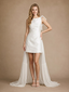 ChicSew Fancy Sleeveless Sheath Satin Mini-Length Wedding Dress With Tulle Overskirt