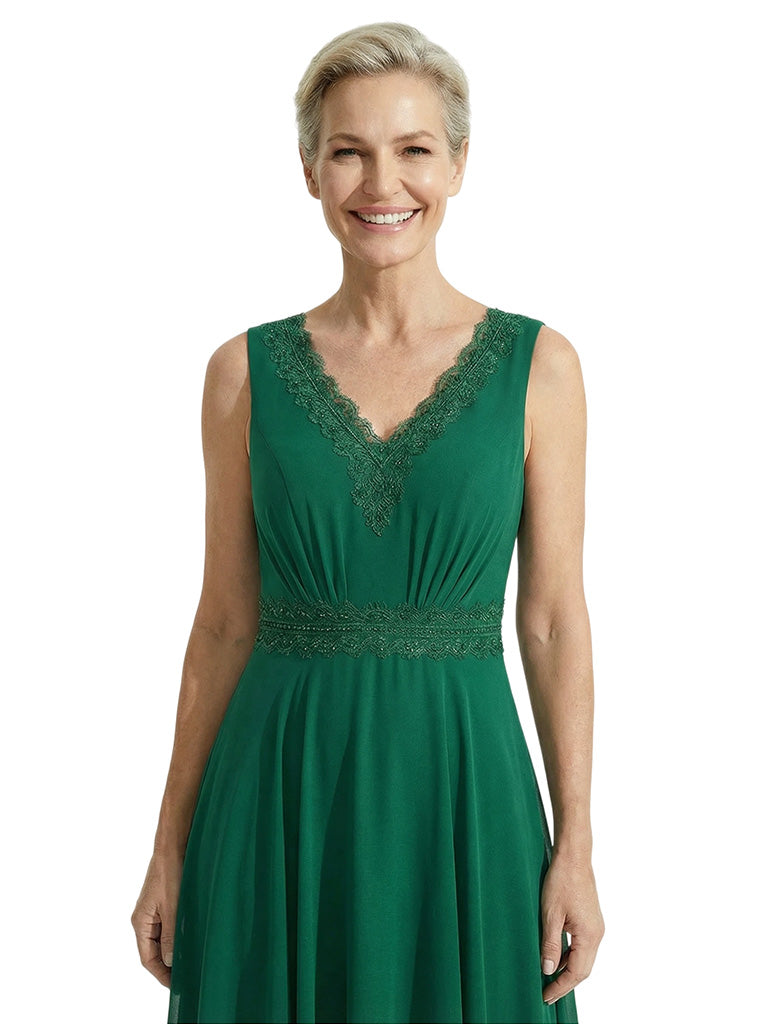 Timeless 2 Piece V-neck A-Line Chiffon Mother Of The Bride Dress With Jacket