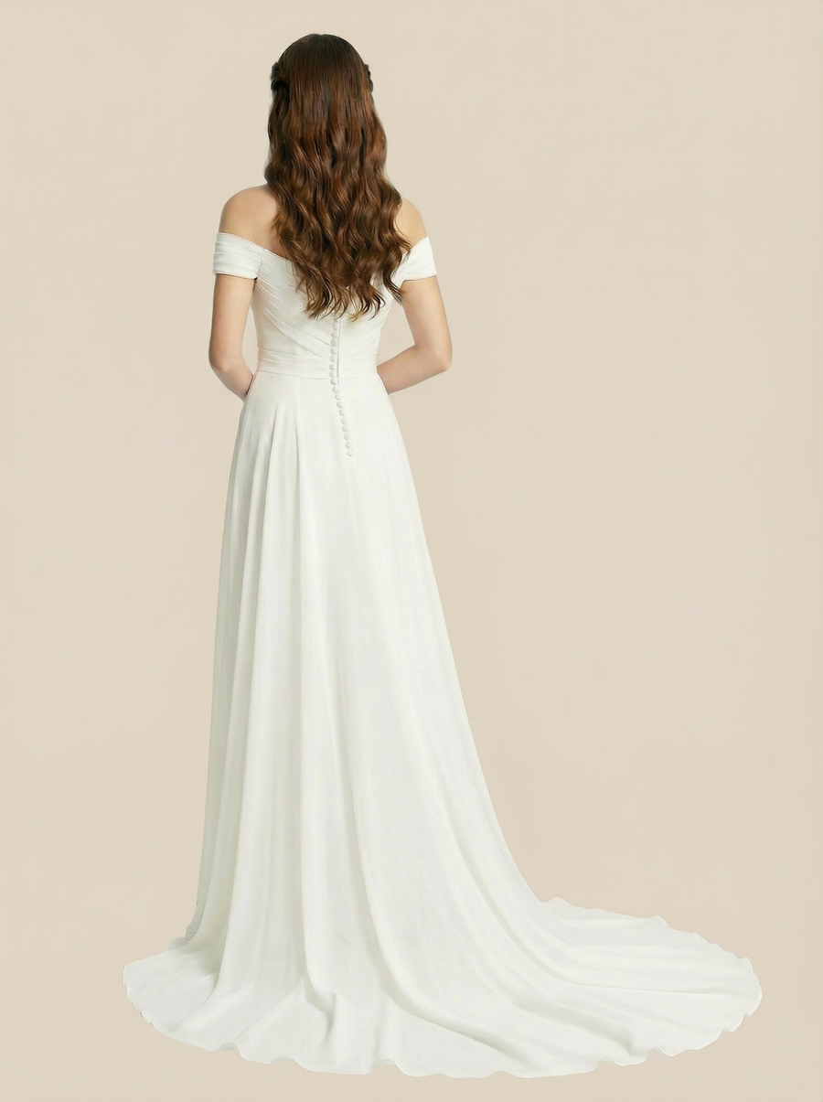 Jumpsuit Off Shoulder Chiffon Maxi Long Jumpsuit Wedding Gowns