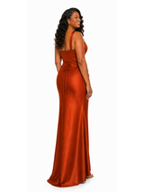 ChicSew Simple Mermaid Soft Satin Ruched Long Bridesmaid Dresses
