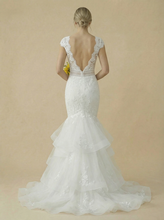 V-Neck Mermaid Lace Maxi Long Wedding Gowns Online