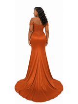 ChicSew Sexy Off Shoulder V-Neck Lace Appliques Side Slit Mermaid Soft Satin Bridesmaid Dresses