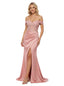 Elegant Off Shoulder Satin Side Slit Prom Dress with Mermaid Silhouette