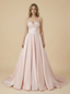 A-Line Spaghetti Straps Maxi Long Beading Satin Wedding Dresses Online