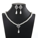 New Pearl Set NecklaceEarrings Two-piece Set for Women's Wedding Party CN34