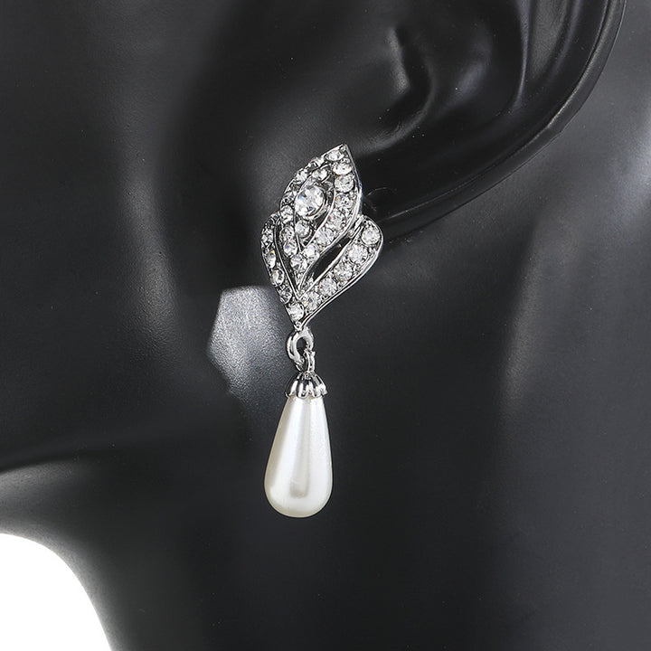 New Pearl Set NecklaceEarrings Two-piece Set for Women's Wedding Party CN34