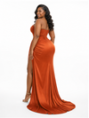 ChicSew Strapless Ruching Side Slit Soft Satin Long Mermaid Bridesmaid Dresses