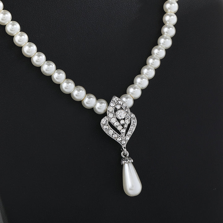 New Pearl Set NecklaceEarrings Two-piece Set for Women's Wedding Party CN34