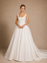 ChicSew Elegant Spaghetti Straps Satin A-Line Floor-Length Wedding Dress