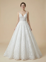 Spaghetti Straps Ball Gown Lace Maxi Long Wedding Gowns Online