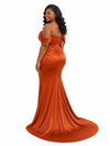ChicSew Off Shoulder Sweetheart Ruching Mermaid Soft Satin Long Bridesmaid Dresses