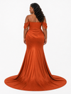 ChicSew Off Shoulder Sweetheart Ruching Mermaid Soft Satin Long Bridesmaid Dresses