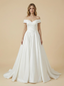 A-Line Off Shoulder Satin Ruched Maxi Long Wedding Dresses Online