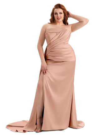 Rose Gold Satin Formal Bridesmaid Dress