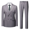 Grey Casual Men's Suit Slim Fit Double Breasted 2 Piece Business Tuxedos CN484