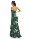 Sexy One Shoulder Sleeveless Mermaid Long Satin Floral Formal Dresses For Women