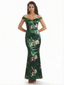 Simple Off Shoulder Mermaid Floral Satin Maxi Floral Formal Dresses For Women