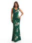Elegant Spaghetti Straps Cowl Mermaid Long Satin Floral Formal Evening Dresses For Ladies