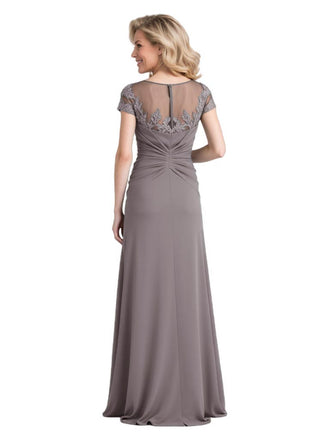 Elegant Chiffon Lace Illusion Short Sleeves A-Line Mother Of The Bride Dresses