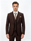 Classic 2 Piece Brown Men's Suit with Regular Fit and Sophisticated Peak Lapel