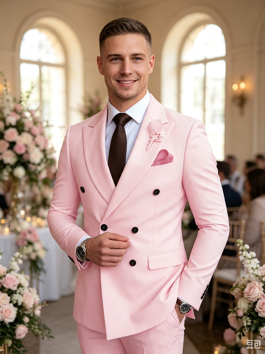 Classic 1 Piece Pink Men's Suit with Regular Fit and Sophisticated Peak Lapel