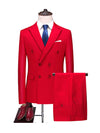 Red Men's Casual 3 Piece Suit Notch Lapel Flat Tuxedos Set CN460