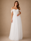 ChicSew Elegant Off The Shoulder Sleeveless Beading Tulle A-Line Long Wedding Dress