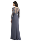 Elegant V-Neck Chiffon Long Sleeves Lace A-Line Floor Length Mother Of The Bride Dresses