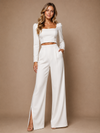 ChicSew Modern Square Neckline Long Sleeves Two-Piece Long Wedding Pantsuit