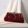 Ruched Clutch Purse Elegant Rhinestone Delicate Handbags