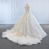ChicSew Luxurious Beaded Illusion Ball Gown Wedding Dress With 3D Floral Applique