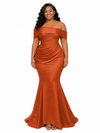 ChicSew Off Shoulder Ruching Mermaid Soft Satin Floor-Length Bridesmaid Dresses
