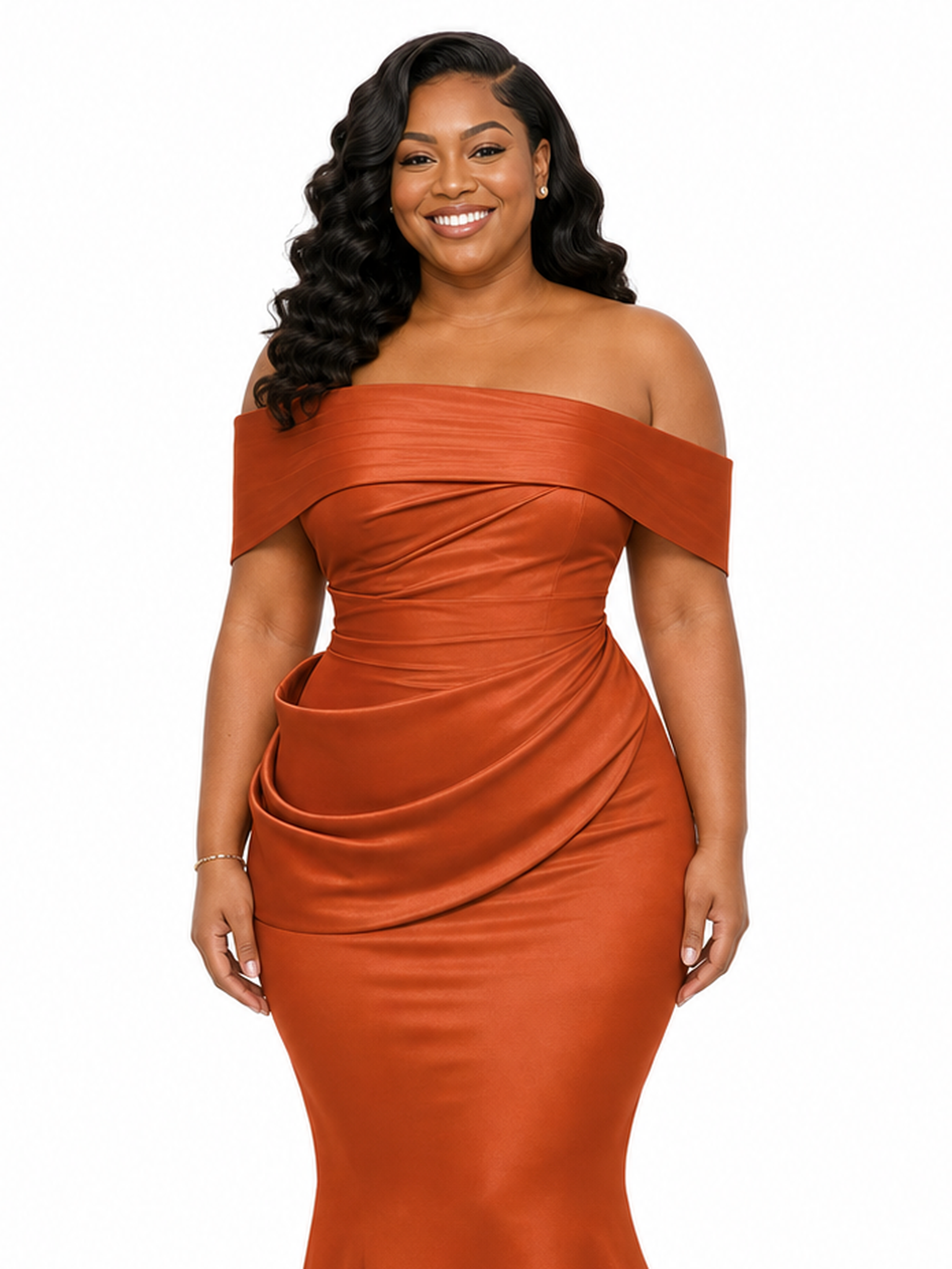 ChicSew Off Shoulder Ruching Mermaid Soft Satin Floor-Length Bridesmaid Dresses