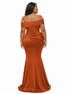 ChicSew Off Shoulder Ruching Mermaid Soft Satin Floor-Length Bridesmaid Dresses