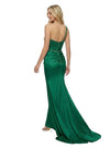 Classy One Shoulder Beaded Mermaid Ruched Satin Evening Gown