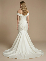 Off Shoulder Satin Mermaid Ruched Maxi Long Wedding Gowns Online