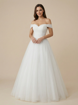 Off Shoulder A-Line Chiffon Ruched Maxi Long Bridal Gowns Online