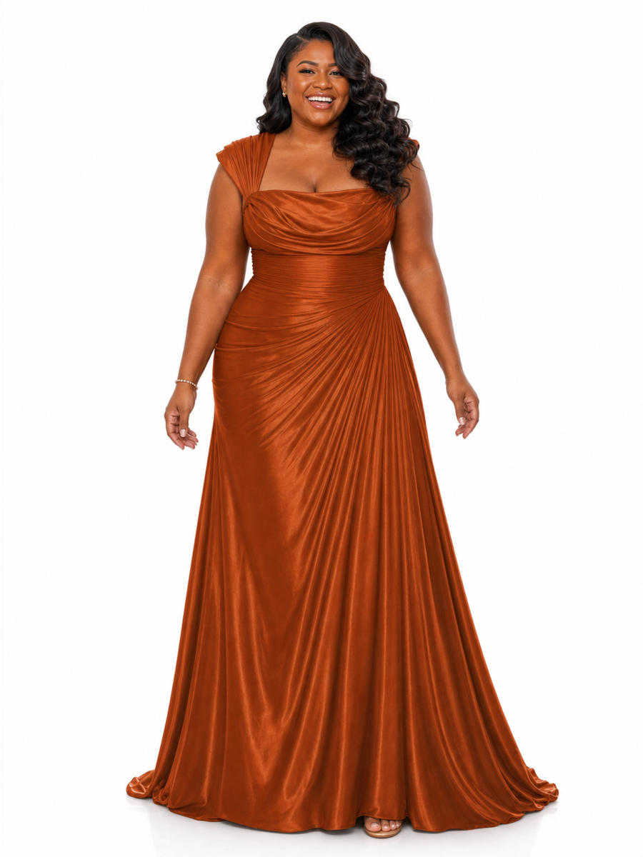 ChicSew Square Neck Ruching Soft Satin Floor-Length Mermaid Bridesmaid Dresses — Flatter Your Figure