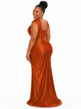 ChicSew Square Neck Ruching Soft Satin Floor-Length Mermaid Bridesmaid Dresses