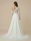 A-Line Long Sleeves Satin And Lace Maxi Long Bridal Gowns Online