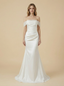 Mermaid Off Shoulder Satin Maxi Long Ruched Bridal Wedding Gowns Online