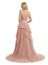 Unique One Shoulder Prom Gown Pleated Bodice Modern Formal Evening Dress With Train