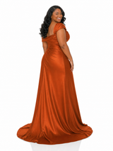 ChicSew Asymmetric Neck Ruching Mermaid Soft Satin Floor-Length Bridesmaid Dresses