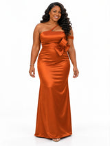 ChicSew Sexy Asymmetric Mermaid Soft Satin Floor-Length Bridesmaid Dresses With Bow Knot