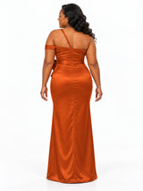 ChicSew Sexy Asymmetric Mermaid Soft Satin Floor-Length Bridesmaid Dresses With Bow Knot