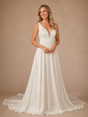 ChicSew Modern Spaghetti Straps Sleeveless A-line Satin Floor-Length Wedding Dress